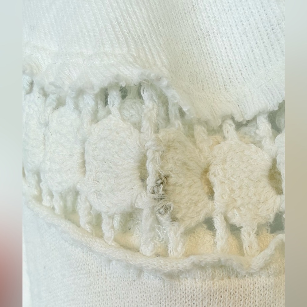 We The Free Luella Textured Waffle Knit Thermal White Crochet Top Shirt Ivory - Picture 12 of 12